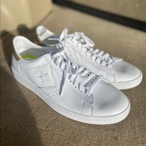 White and Gold Converse Pro Leather w Lunarlon